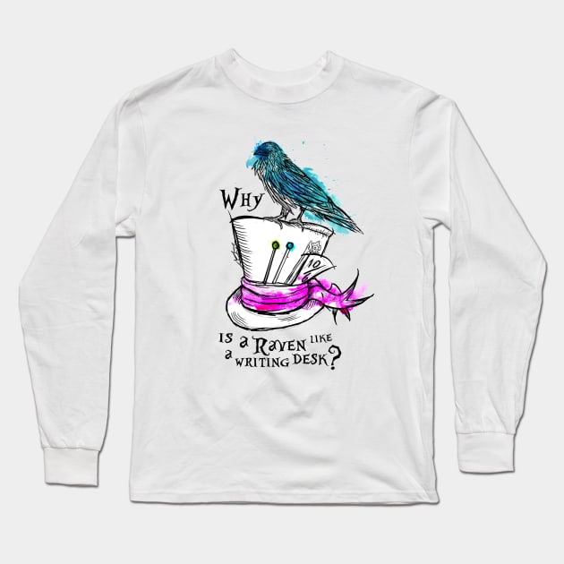 Why is a Raven Like a Writing Desk Long Sleeve T-Shirt by HannahPalmerArt